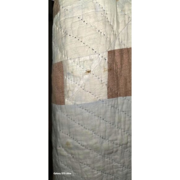 Antique Quilt Handmade Patchwork 70"x66" Multicolor Geometric Design Cotton READ - Picture 7 of 16